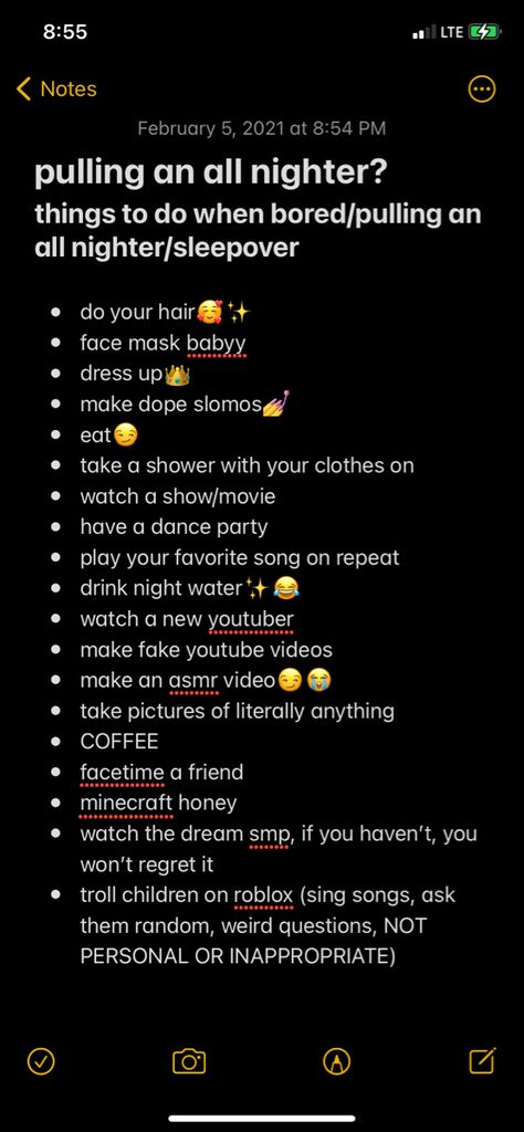 What To Do On A All Nighter With Friends, Things To Do When Pulling An All Nighter With Friends, What To Do For A All Nighter, All Nighter Activities With Friends On Facetime, Things To Do All Nighters, Things To Dream About At Night, What To Do When Pulling An All Nighter, How To Pull An All Nighter With Friends, Things To Do When Pulling An All Nighter