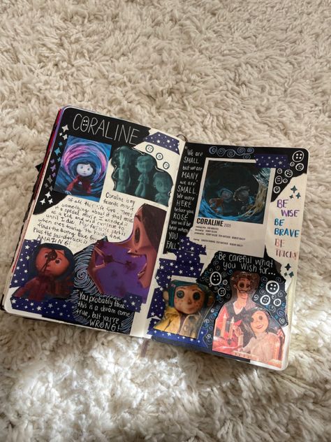 Coraline Film, Diary Design, Film Journal, Book Reading Journal, Journal Inspiration Writing, Gcse Art Sketchbook, Bullet Journal Cover Ideas, Bulletin Journal Ideas, Diy Journal Books