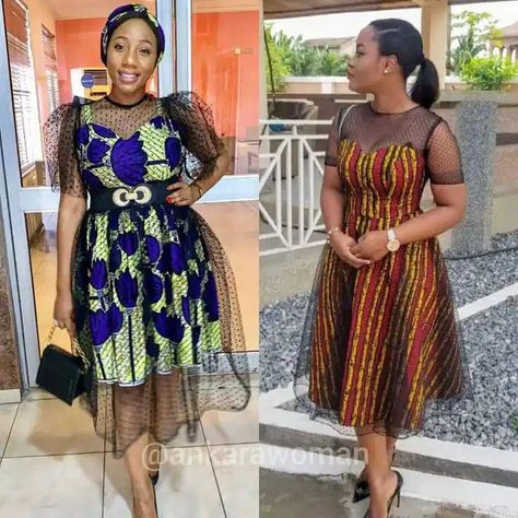 Gorgeous Ankara and Net Styles for Your Next Owambe – Svelte Magazine Ankara Dress Styles, Short African Dresses, Best African Dresses, African Fashion Skirts, African Dresses Modern, Ankara Gown Styles, Afrikaanse Mode, African Wear Dresses, African Lace Dresses