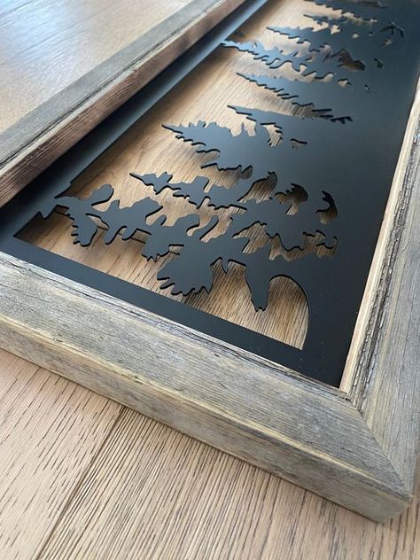 Laser cut files templates Metal Trees On Wood, Cnc Wood Wall Art, Metal Plasma Ideas, Metal And Wood Art, Metal Gift Ideas, Metal Sign Ideas, Plasma Table Projects, Cnc Metal Art, Wood And Metal Wall Decor