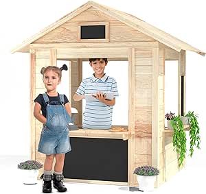 Wooden Outdoor Playhouse, Wooden Cafe, Garden Playhouse, Outdoor Playhouse, Play Pretend, Playhouse Outdoor, Wooden Playhouse, Outdoor Play Equipment, Kids Playhouse