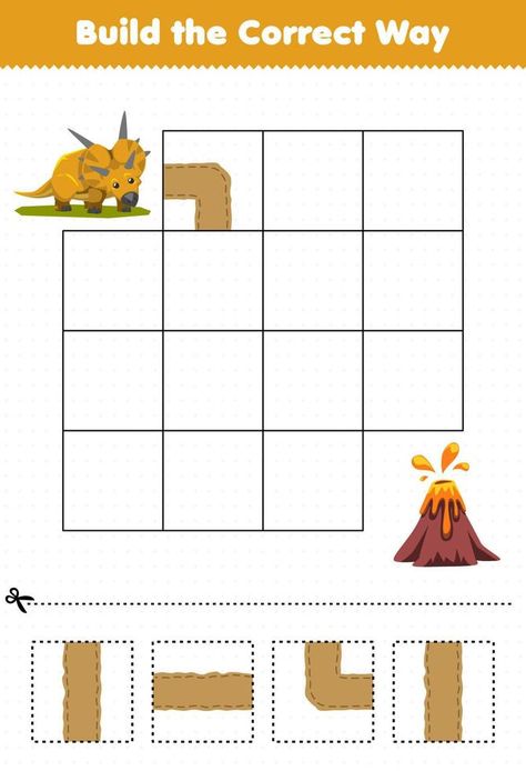 Education game for children build the correct way help cute prehistoric dinosaur xenoceratops move to volcano Prehistoric Preschool Activities, Volcano Worksheet, Dinosaur Volcano, Volcano Projects, Volcano Activities, Prehistoric Dinosaurs, Game For Children, Dinosaur Activities, Activity Pack