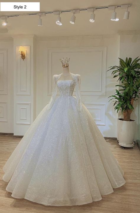 Square neck princess white sparkly long sleeves wedding dress with glitter tulle White Sparkly Dress, Glittery Wedding Dress, Glitter Wedding Dress, Etsy Wedding Dress, Sparkly Dress, Wedding Dress Sleeves, Sheer Sleeves, Quinceanera Dresses, White Wedding Dresses