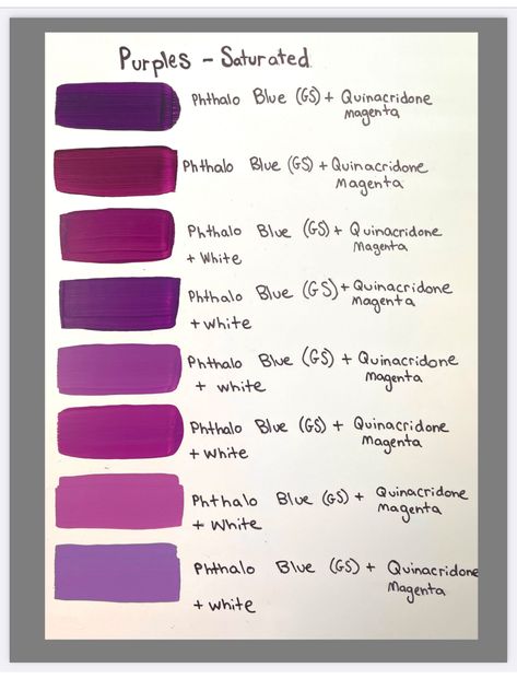 Mix Purple Paint, Purple Colour Mixing, Color Mixing Chart Acrylic, Color Mixing Guide, Mixing Paint Colors, Color Theory Art, Color Mixing Chart, Hex Color Palette, Watercolor Mixing