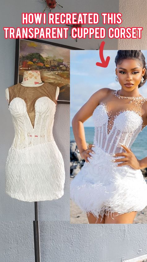 how to cut and sew a Transparent Corset with deep sweetheart yoke transparent BUSTIER DRESS deep sweetheart yoke  #corset #corsetmaking Corset Pattern Drafting Tutorial, Corset Pattern Drafting, Corset Gowns, Cupped Corset, Princess Cut Blouse Design, Transparent Corset, How To Make A Corset, Corset Tutorial, Corset Sewing