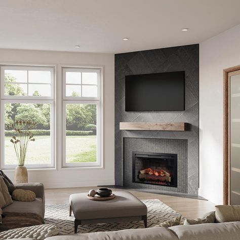 Black modern fireplace