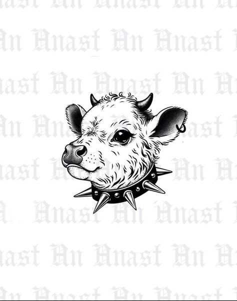 Cat Skull Outline, Skull Drawing Animal, Spooky Western Tattoo, Dark Cottagecore Tattoo Ideas, Harness Tattoo, Animal Tattoo Stencil, Two Headed Animal Tattoo, Animal Head Drawing, Cow Tattoo Ideas