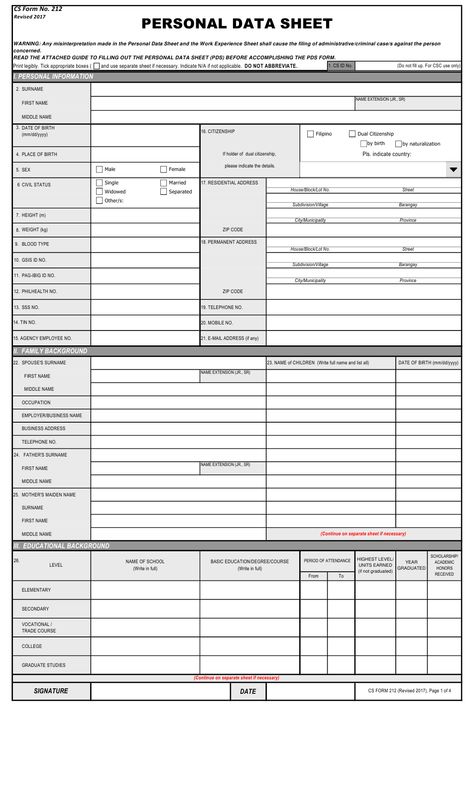 Personal Data Sheet Form, Personal Data Sheet, Business Proposal Format, Resume Format Free Download, Business Proposal Examples, Biodata Format Download, Printable Letter Templates, Proposal Format, Philippine Government