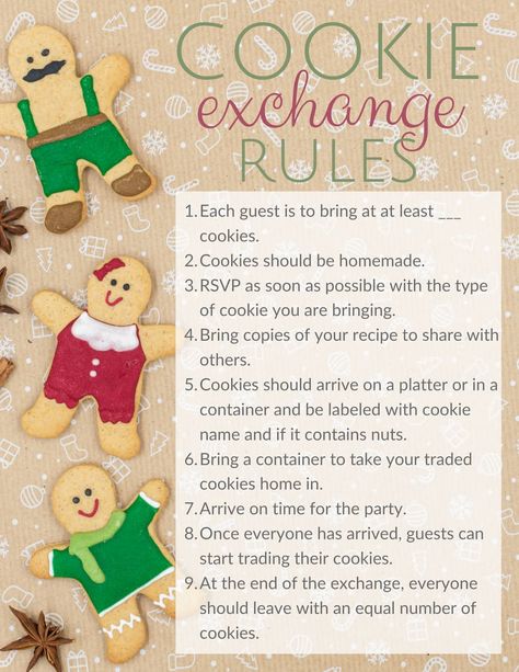 How to Host a Fun Holiday Cookie Swap with helpful tips, free printables, and invitation Canva templates Cookie Exchange Rules, Christmas Cookie Exchange Party Ideas, Christmas Cookie Swap Party, Holiday Cookie Exchange Party, Cookie Swap Recipes, Cookie Swap Party, Fun Holiday Games, Christmas Cookie Swap, Christmas Cookie Party