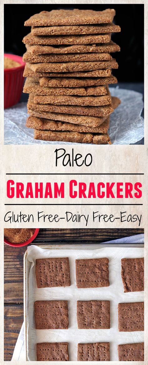 Gluten Free Graham Crackers, Paleo Snack, Homemade Graham Crackers, Paleo Cookies, Paleo Baking, Paleo Sweets, Desserts Vegan, Paleo Treats, Paleo Snacks