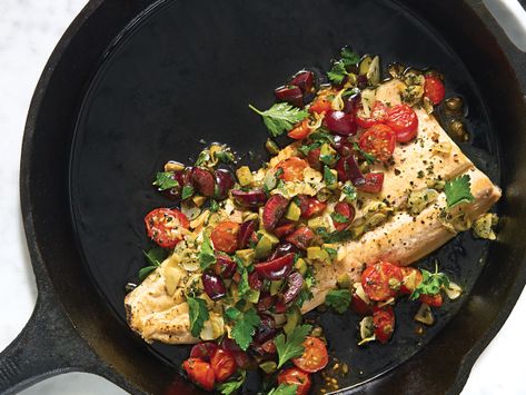 Trout with Mediterranean Salsa is made in just 30 minutes, making it a delicious dish for weeknights! Top oven-baked trout with homemade Mediterranean salsa. Get the recipe here. Mediterranean Trout Recipes, Fish Recipes Trout, Hyvee Recipes, Mediterranean Salsa, Baked Trout, Mediterranean Fish, Mediterranean Diet Food List, Mediterranean Fish Recipe, Trout Recipes