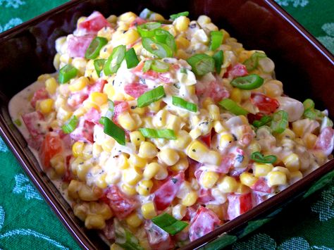 Paula Deen's Corn Salad | Genius Kitchen Ranch Corn Salad, Ranch Corn, Corn Salad Recipe, Salad Kale, Creamy Ranch, Corn Salad Recipes, Creamy Corn, Cole Slaw, Cold Salad