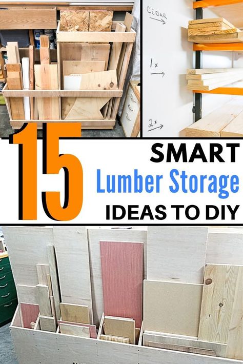 Workshop Lumber Storage, Lumber Storage Ideas, Wood Storage Garage, Woodworking Workshop Layout, Lumber Storage Rack, Wood Cart, Lumber Rack, Wood Storage Rack, Building Things