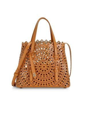 ALAÏA Mini Mina Vienne Leather Tote. #alaïa #bags #leather #hand bags #tote Preppy Handbags, Leather Bag Pattern, Crossbody Tote Bag, Perforated Leather, Crossbody Tote, Tan Brown, Bag Pattern, Fashion Handbags, Tan Leather