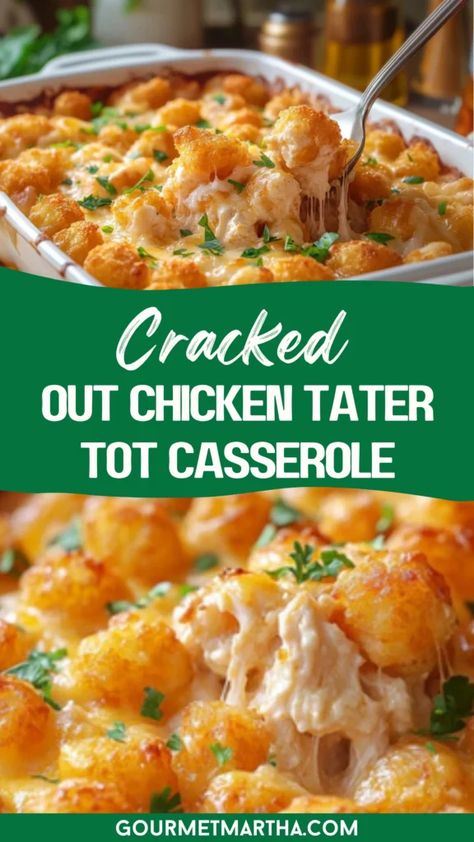 Cracked Out Chicken, Frozen Tater Tots, Tater Tot Casserole Recipe, Chicken Tater Tot Casserole, Cracked Out, Can Chicken Recipes, Tater Tot Casserole Recipes, Tot Casserole, Cheesy Casserole