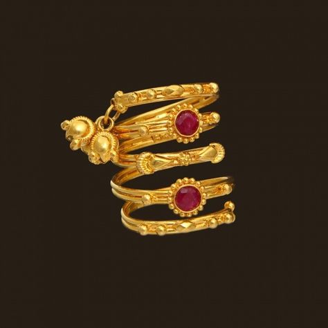 Ruby Spiral Ring (152A688) | Vummidi Bangaru Jewellers Malabar Jewellery, Vummidi Bangaru Jewellers, Toe Ring Designs, Indian Wedding Jewelry Sets, Gold Earrings Models, Gold Jewelry Simple Necklace, Beautiful Gold Necklaces, Gold Mangalsutra Designs, Silver Jewellery Indian