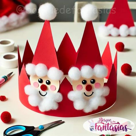 Winter Hat Crafts For Kids, Christmas Hat Crafts For Toddlers, Diy Christmas Hats For Kids, Christmas Hat Craft, Winter Hat Craft, Diy Christmas Hats, Nature Crafts Kids, Paper Craft Work, Christmas Crown