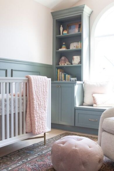 baby girl nursery ideas (5) Blue And White Girl Nursery, Blue Girl Nursery Ideas, Baby Girl Blue Nursery, Light Blue Girl Nursery, Girl Nursery Wall Color, Blue Girls Nursery, Beadboard Nursery, Pink Nursery Colors, Girl Nursery Blue