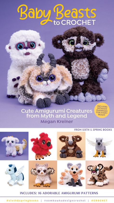 Are you ready for an amigurumi adventure 🧶? Get your hands on 'Baby Beasts to Crochet' and create 16 adorable mythical creatures straight out of legends and myths. Brought to you by the incredible Megan Kreiner. Let's get crocheting! 🐉🦄 #AmigurumiAdventure #MythicalCrochet Create Your Own Creature, Mythical Creature Crochet, Mythical Crochet Pattern, Crochet Mystical Creatures, Crochet Magical Creatures, Crochet Mythical Creatures Free Pattern, Crochet Fantasy Creatures, Crochet Mythical Creatures, Crochet Gnomes