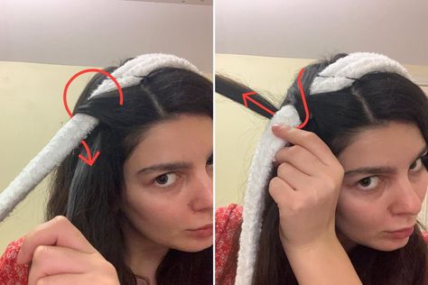 Bathrobe Curls: We tried this heatless styling hack. Bathrobe Belt Hair Curls, Robe Belt Heatless Curls, Bathrobe Curls Short Hair, Bathrobe Heatless Curls, Heatless Curls Bathrobe Tie, Heatless Curls Robe Tie, Bath Robe Curls, Bathrobe Curls, Diy Hair Waves