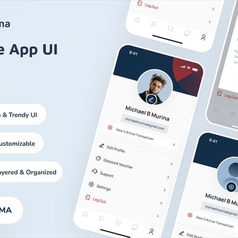 Nerma - Profile App UI Edit Profile Ui Design, User Profile Ui Design Mobile App, Profile Screen Mobile Ui, Profile Page Ui Mobile, Profile Ui Mobile, Profile App Ui, Profile Page Ui, Profile Page Design, App Design Profile