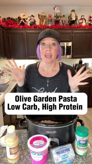 Low Carb Olive Garden Chicken Pasta, Heathy Pasta, Pasta In The Crockpot, Olive Garden Italian Dressing, Garden Italian, Cottage Cheese Pasta, Olive Garden Pasta, Crockpot Pasta, Chicken Protein