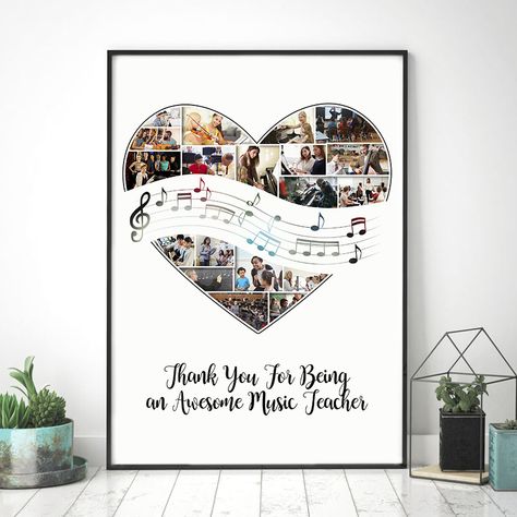 Gift Collage, Music Teacher Gift, Photo Collage Gift, Music Teacher Gifts, Employee Appreciation Gifts, Piano Teacher, Employee Appreciation, Money Gift, Music Gifts