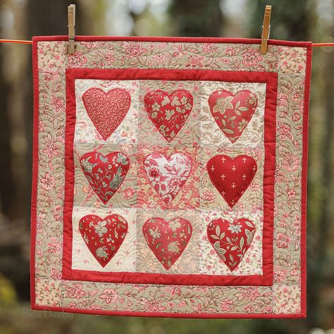 Valentine Wall Hanging, Prim Rose, Quilted Table Runners Christmas, Moda Bake Shop, Waxed Paper, Heart Quilt Pattern, Flag Quilt, Butterfly Quilt, Rose Hill