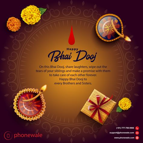 Happy Bhai Dooj #Diwali #BhaiDooj #Phonewale Bhai Dooj Wallpaper, Bhaidooj Creative Post, Bhai Dooj Creative Poster, Bhai Dooj Creative Ads, Bhai Dooj Post, Bhai Dooj Creative, Navratri Ideas, Bhai Dooj Wishes, Happy Bhai Dooj