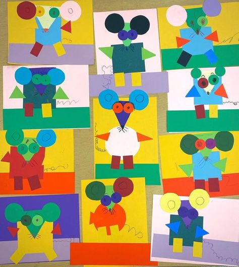 Mouse Shapes Activities Preschool, Shapes Activities Preschool, Mouse Shapes, Adaptive Art, Shapes Kindergarten, Mouse Paint, Childhood Art, Home Daycare, Shapes Activities