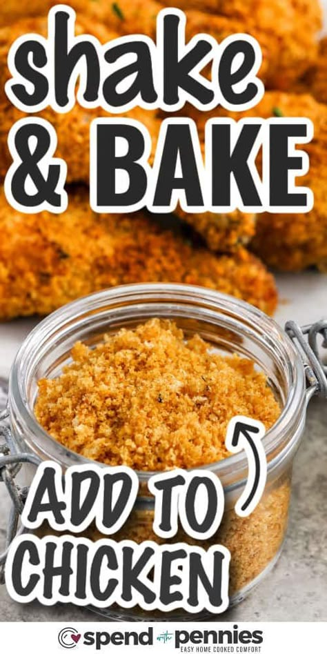 You can enjoy the fried chicken flavor from your oven or air fryer with this shake 'n bake recipe. Combine breadcrumbs and cornmeal with tasty seasonings. Add a little oil for a crispy coating on your chicken breasts or pork chops. Dip the meat in egg, dredge in the mix, and cook until crispy and juicy. It's a hit every time! This homemade mix makes the best shake-and-bake chicken ever! #spendwithpennies Chicken Drumstick Recipes Shake And Bake, Crispy Shake And Bake Chicken, Chicken Marinade For Oven Baked, Shack And Bake Chicken, Best Baked Chicken Breast Recipe, Diy Shake And Bake Chicken, Shake And Bake Chicken Recipes, Homemade Shake And Bake Chicken, Chicken Shake And Bake