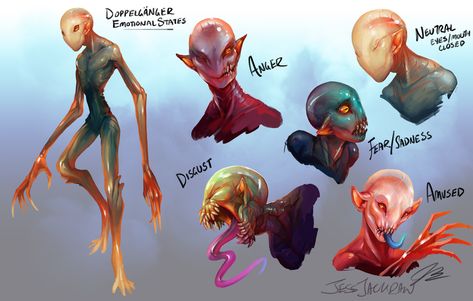 ArtStation - Various D&D Illustrations, Jess Burns Alien Concept Art Humanoid, Mood Rings, Creature Fantasy, Wiccan Magic, Alien Character, Alien Concept, Alien Design, Alien Concept Art, Monster Concept Art