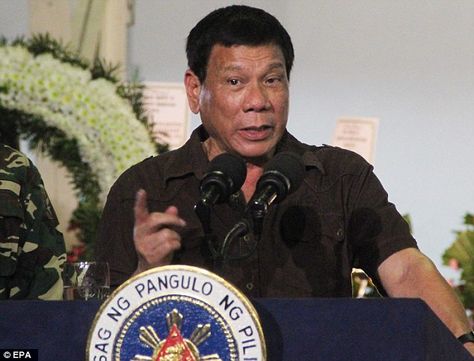 Philippines president Rodrigo Duterte (pictured) has revealed how he once launched someone... Rodrigo Duterte, The Streets, Manila, Philippines