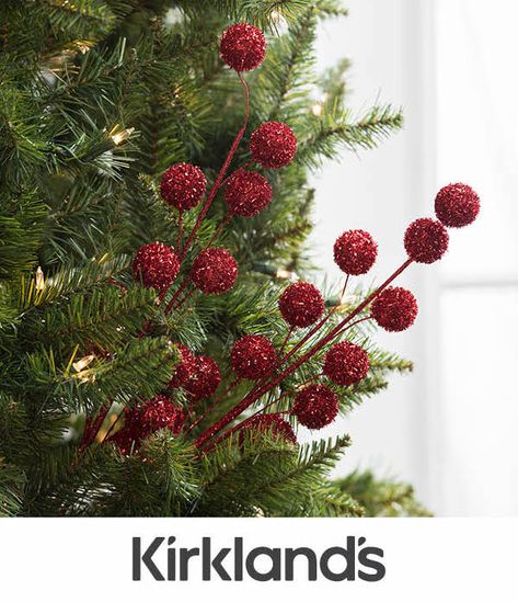 Add tree picks to your Christmas tree decor and ornaments to complete the festive look! Tap the photo for more inspo. Kirklands Christmas, Christmas Tree Picks, Tree Inspiration, Flower Picks, Christmas Picks, Red Christmas Tree, Christmas Tree Inspiration, Ball Design, Christmas 2020