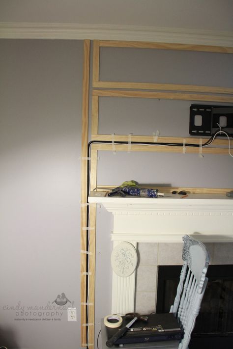 Cameras and Chaos: the tv wall mount is done... Living Room Tv Wall Ideas, Room Tv Wall Ideas, Hide Tv Cords, Tv Wall Ideas, Deco Tv, Tv Cords, Tv Over Fireplace, Tv Ideas, Hidden Tv