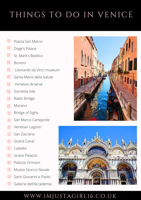 Travel Checklists | Travel Bucket List Itineraries | I'm Just A Girl Venice Travel Guide, Italy Trip Planning, Venice Italy Travel, Venice Travel, Italy Travel Tips, Travel Checklist, Italy Trip, Grand Canal, Travel Images