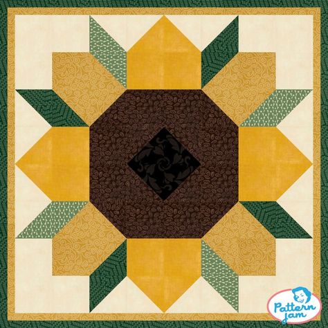 Quilt Flower Patterns, Sunflower Barn Quilt Patterns, Sunflower Barn Quilt, Block Quilt Ideas, Sunflower Quilt, Minecraft Lego, Fall Quilt Patterns, Sunflower Quilts, Painted Barn Quilts