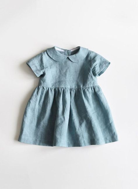 Linen Baby Dress, Classic Baby Clothes, Dress Linen, Trendy Baby, Baby Outfits, Baby Sewing, Fashion Kids