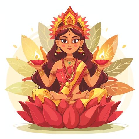 Lakshmi Illustration, Goddess Laxmi, Indian Illustration, Logo Psd, Free Business Card Mockup, Goddess Lakshmi, Business Card Maker, Poster Maker, Card Banner