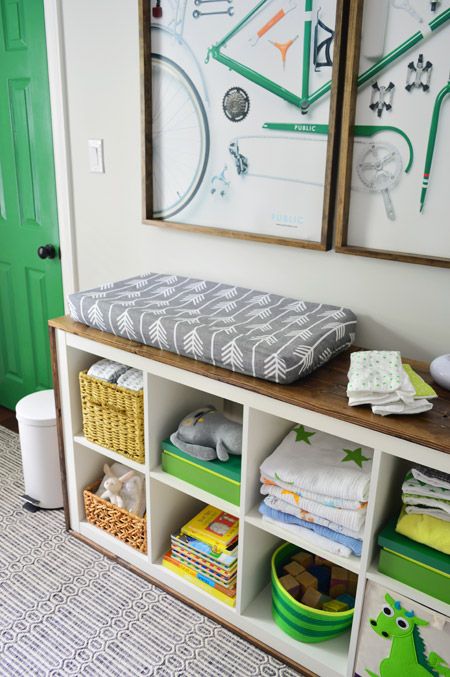 Seven Speedy Nursery Updates Nursery Organization Changing Table, Ikea Cubes, Ikea Bookcase, Ikea Organization, Changing Tables, Kids' Furniture, Young House Love, Cube Bookcase, Cubby Storage