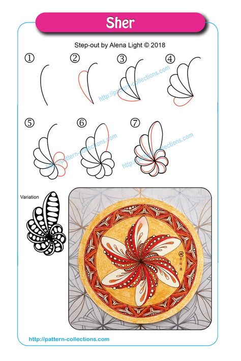 Zentangle Alphabet, Trin For Trin Tegning, Drawing Mandalas, Easy Zentangle, Plant Doodle, Zentangle Flowers, Zen Doodle Patterns, Zentangle Tutorial, Tangle Pattern