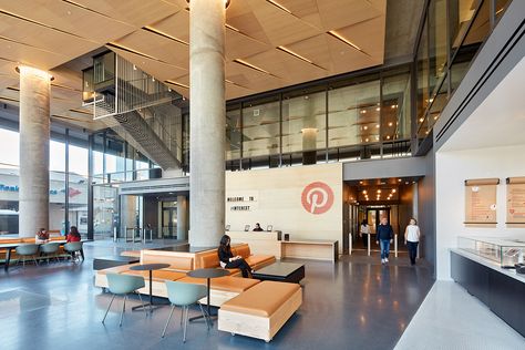 Pinterest Headquarters, San Francisco Interiors, Hospital Interior Design, Built In Furniture, Concrete Structure, Wood Ceilings, Real Estate Development, Office Interior Design, Architect Design