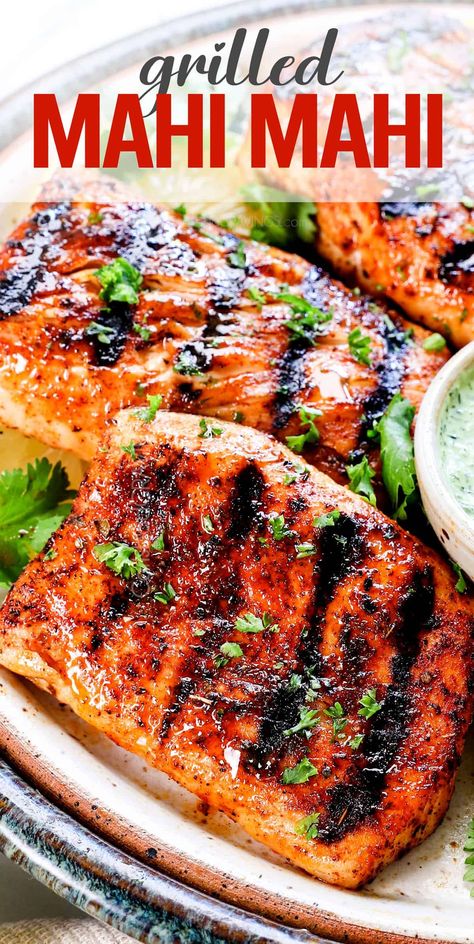 Mahi Mahi Grilled Recipe - Carlsbad Cravings Mahi Mahi On The Grill, Grill Mahi Mahi, Mahi Mahi Grilled, Cooking Mahi Mahi, Mahi Recipes, Grilled Mahi Mahi, Mahi Mahi Recipes, Goddess Dressing, Carlsbad Cravings