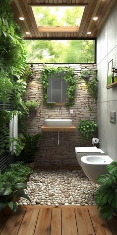 Emerald Bathroom Ideas, Forest Themed Bathroom, Tropical Bathroom Ideas, Renovate Bathroom, Bathroom Ideas For Small Spaces, Emerald Green Bathroom, Bathroom Tiles Ideas, Nature Inspired Bathroom, Nature Bathroom