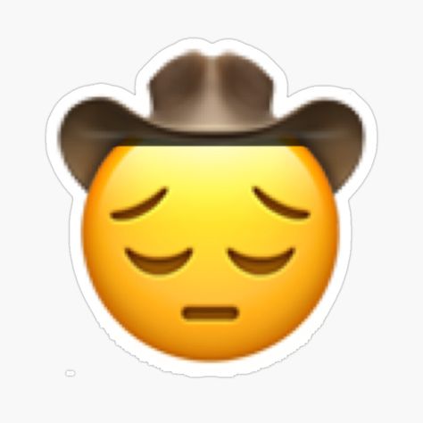 Cowboy Emoji Aesthetic, Cowboy Emoji Tattoo, Smiley Face With Cowboy Hat, Cowboy Emoji, Cowboy Hat Sticker, Cowboy Meme Funny, Emoji Stickers, Sticker Design, Vinyl Decal Stickers