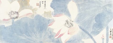 zhang, daqian blossoming ||| flowers & birds ||| sotheby's hk0521lot7ndrren Flower Header, Zhang Daqian, Cute Twitter Headers, Superflat, Lotus Painting, Iphone Wallpaper App, Header Banner, Art Old, Ethereal Art