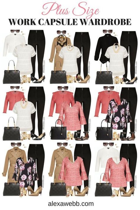 Plus Size Closet Essentials, Plus Size Work Capsule Wardrobe, Pinstripe Dress Outfit, Apple Dressing, Clothes Basics, Work Capsule Wardrobe, Flattering Plus Size Dresses, Plus Size Capsule Wardrobe, Wfh Outfits