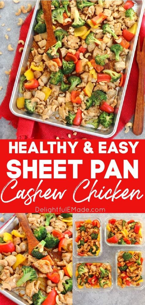 Healthy Cashew Chicken, Sheet Pan Cashew Chicken, Healthy Sheet Pan, Cashew Chicken Recipe, Sheet Pan Meals Chicken, Sheet Pan Dinners Chicken, Quick Pasta Recipes, Sheet Pan Dinners Recipes, Recipe Sheets