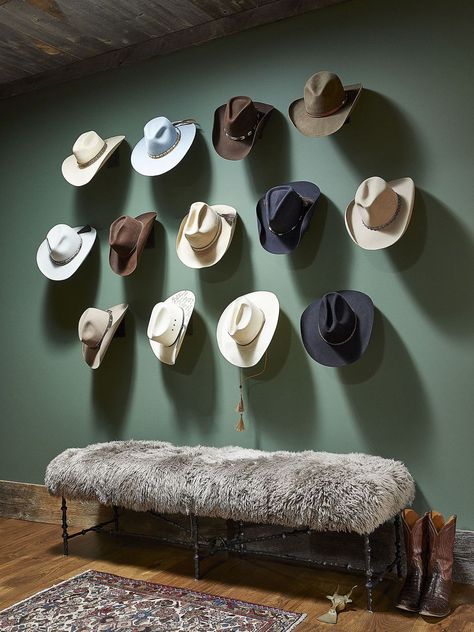 Modern Cowboy Aesthetic, Western Chic Decor, Western Interior Design, Vegas House, Western Interior, Hat Bar, Western Rooms, Ranch House Decor, Modern Cowboy