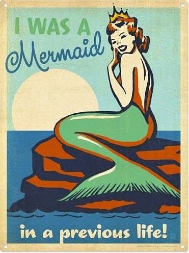 I was a #Mermaid in a previous Life!  http://ocean-beach-quotes.blogspot.com/2015/01/retro-mermaid-metal-sign.html Retro Metal Sign Mermaid Quotes, Dengeki Daisy, Mermaid Wall Art, Mermaid Fairy, Unicorns And Mermaids, Real Mermaids, Mermaid Tale, Retro Metal Signs, Mermaid Dreams